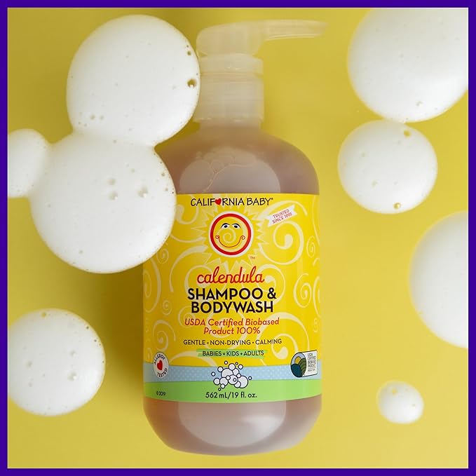 California Baby Calendula Shampoo and Body Wash - Allergy tested Baby Soap and Toddler Shampoo, for Dry, Sensitive Skin, 100% Plant-Based - USDA Certified, 251 mL / 8.5 fl. oz. (Pack of 1)