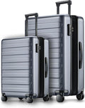 Carry on Luggage 22 X 14 X 9 Airline Approved, 20 Inch Luggage for 3-5 Days Travel, Double Spinner Wheels, 100% Hardshell PC, TSA Lock (00-Grey (Expandable), Set 2PCS (20-Inch/28-Inch))