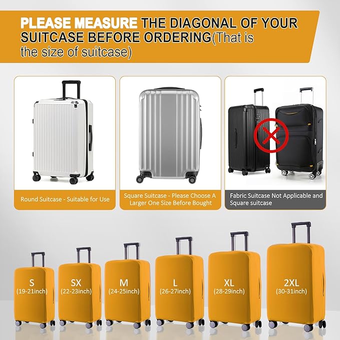 Travel Luggage Cover Suitcase Protector Scratch-Resistant Fit 19-31 Inch Suitcase, Not Included Suitcase (Yellow, 2XL(30-31 inch))
