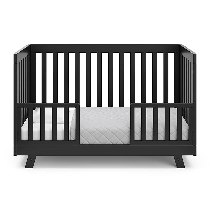 Storkcraft Beckett Convertible Crib (Black) – Converts from Baby Crib to Toddler Bed and Daybed, Fits Standard Full-Size Crib Mattress, Adjustable Mattress Support Base