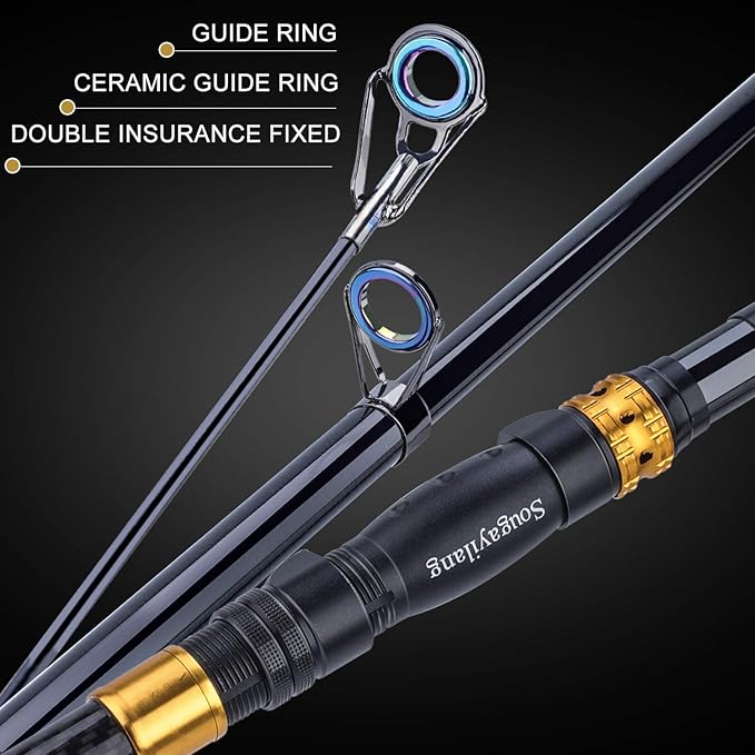 Sougayilang Fishing Rod Reel Combos Carbon Fiber Telescopic Fishing pole with Spinning Reel for Travel Saltwater Freshwater Fishing