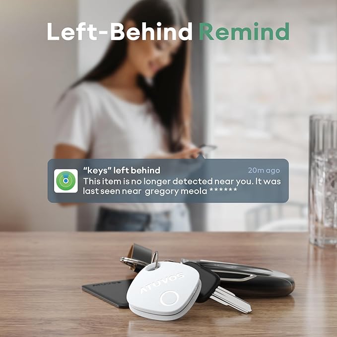 ATUVOS Air Tracker Tag-1 Pack, Bluetooth Luggage Tracker Works with Apple Find My APP (iOS Only, Not for Android), Keys Finder and Item Locator for Luggage, Backpack, Suitcases, Replaceable Battery
