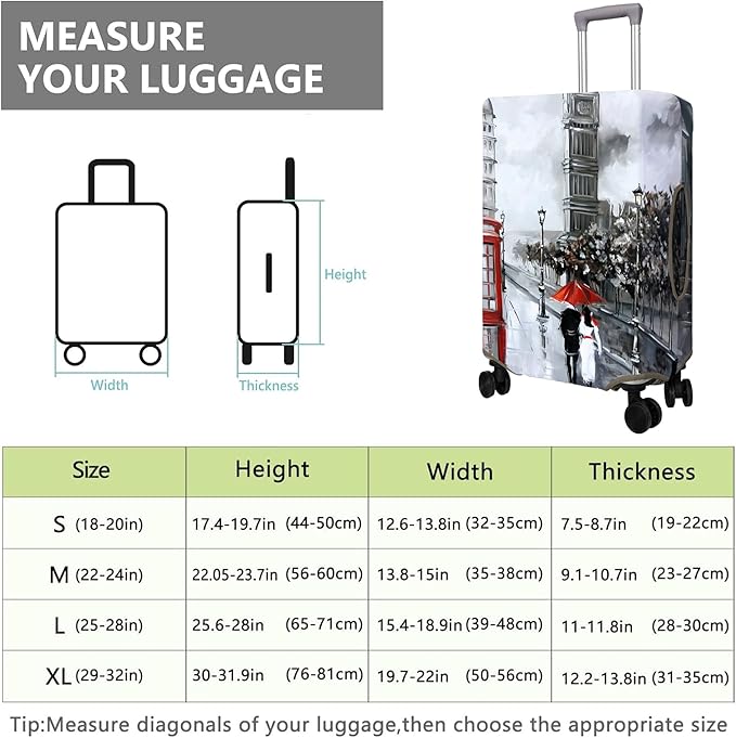 Travel Luggage Cover Suitcase Protector Fits 18-32 Inch Wheel Covers PatternedTravel Related Items Flower Luggage Protector Elastic XL