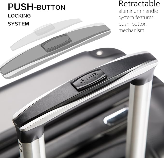 Coolife Luggage Suitcase Carry-on Hardside Travel Luggage TSA Lock Spinner Telescopic Handle