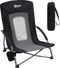 PORTAL Beach Chairs for Adults Camping Low Lightweight Portable Chair with Cup Holder Mesh Back Carry Bag for Outdoor Sand Lawn Travel Picnic Festival Concert, 350LBS