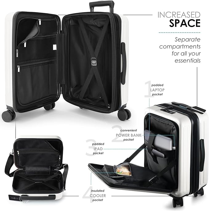 Hard Shell Luggage Sets with Spinner Wheels 4 Piece, Expandable Large Suitcases with TSA Lock, Travel Large Suitcase Set, White Luggage Set