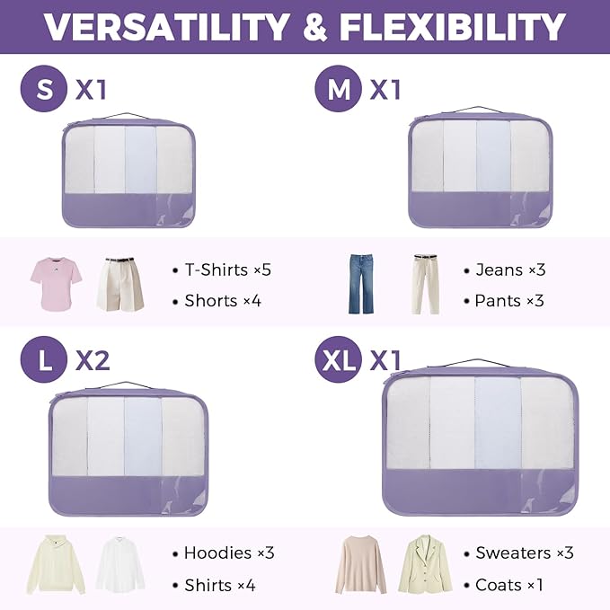 BAGAIL 9 Set Packing Cubes Luggage Packing Organizers for Travel Accessories