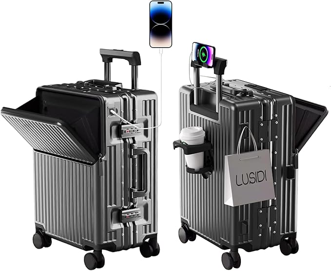 Hard Shell Luggage 20 Inch Travel Suitcase, 22x14x9 Airline Approved with TSA Lock, ABS Aluminum Frame, Lightweight Travel Luggage 20'' 24'' 26'' Carry-on Luggage (Upgraded Grey, 20 Inch)