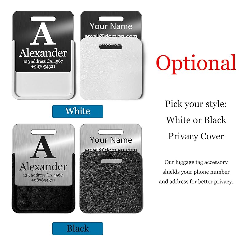 Customized Stainless Steel Luggage Tags: Personalize Your Suitcases, Backpacks, and Bags with Your Text - Custom Initial Text Name ID,Number(2 Pack)