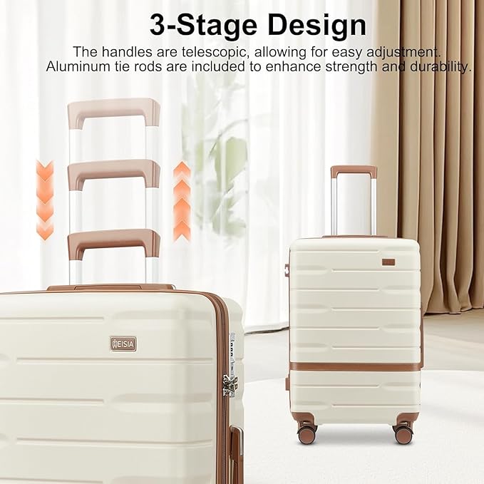 Luggage Sets 4 Piece with TSA Lock Hardside PC+ABS Carry On expandable Suitcase with Spinner Wheels Lightweight Travel Luggage Sets with YKK Zippers(Dark Green, 4 Piece Sets(14/20/DB/TB))