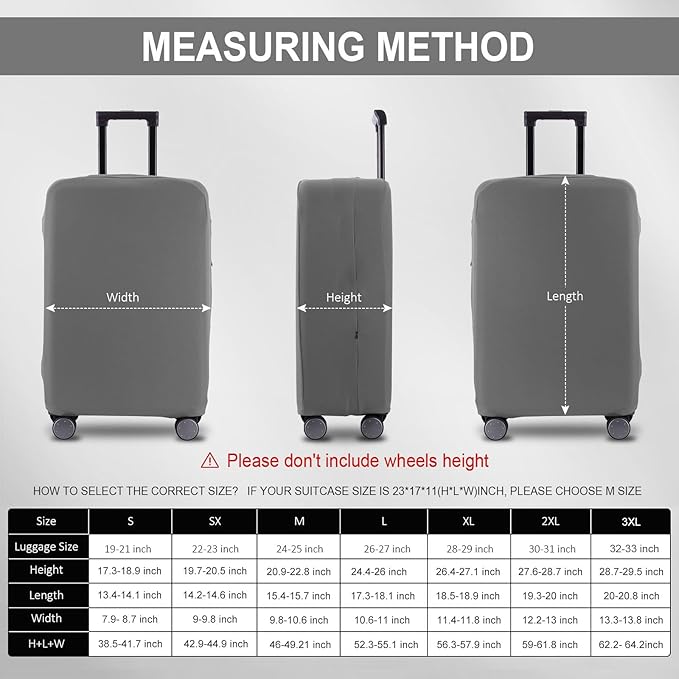 Travel Luggage Cover Suitcase Protector Scratch-Resistant Fit 19-31 Inch Suitcase, Not Included Suitcase (Slate Gray, S(19-21 inch))