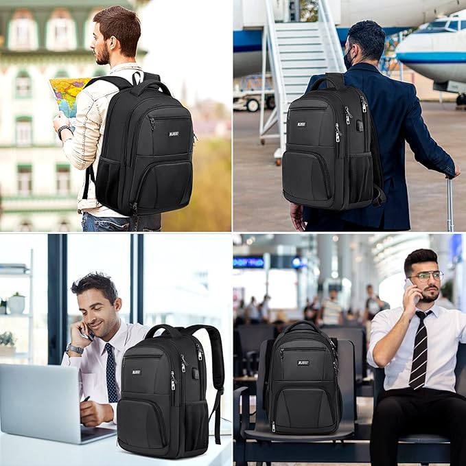 School Backpack for Teen Boys,15.6 Inch Anti Theft Laptop Bookbag with USB Charging Port, Water Resistant College, High School, Ergonomic Straps, Multiple Compartments, Men, Black