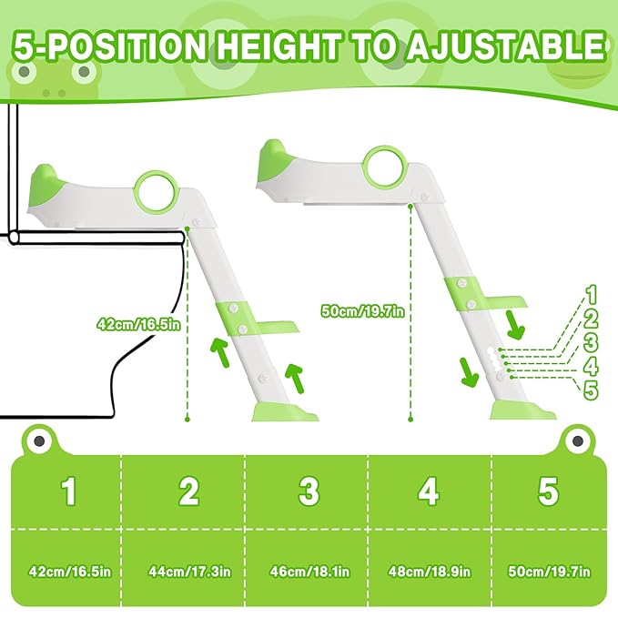 Toddler Toilet Training Seat with Ladder – Soft PU Cushion, Non-Slip Steps & Handles, Adjustable Height Potty Training Seat for Boys & Girls, Fits Standard Toilets, Easy to Assemble