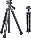 Fotopro Carbon Fiber Travel Tripod 2.2lbs Ultralight 64 Inch Portable Compact Travel Video Tripod for Camera DSLR Load up to 22lb X-Aircross 3 Lite Video Grey