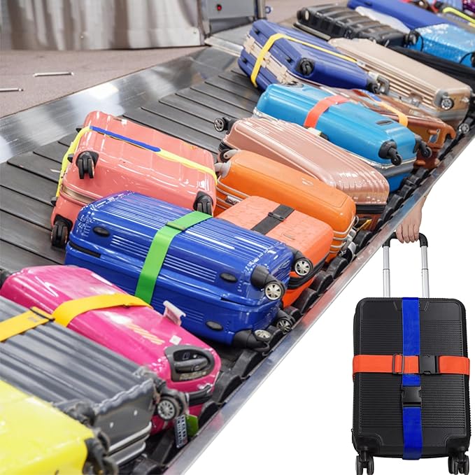 2Pcs Luggage Straps for Suitcase Travel Accessories TSA Approved, 80In Long Belts to Keep Your Suitcase Secure, Adjustable Bag Straps with Quick-Release Buckle for Travel Bag Closure, Yellow