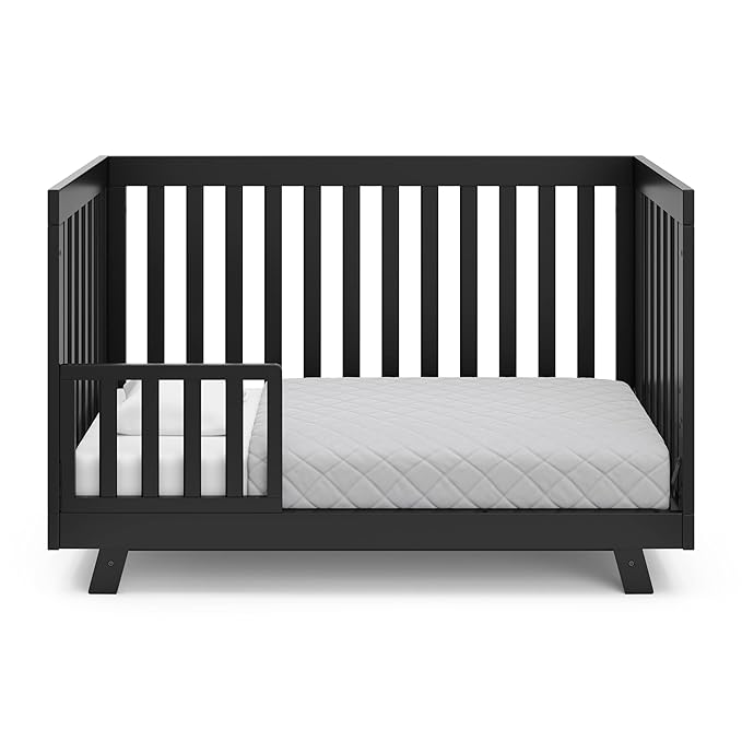 Storkcraft Beckett Convertible Crib (Black) – Converts from Baby Crib to Toddler Bed and Daybed, Fits Standard Full-Size Crib Mattress, Adjustable Mattress Support Base