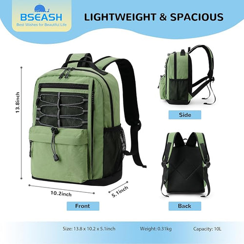 10L Small Size Casual Backpack for Kids Girls Boys Ages 3-9, Mini Waterproof Outdoor Sport Travel Hiking Camping Daypack (Light Purple)