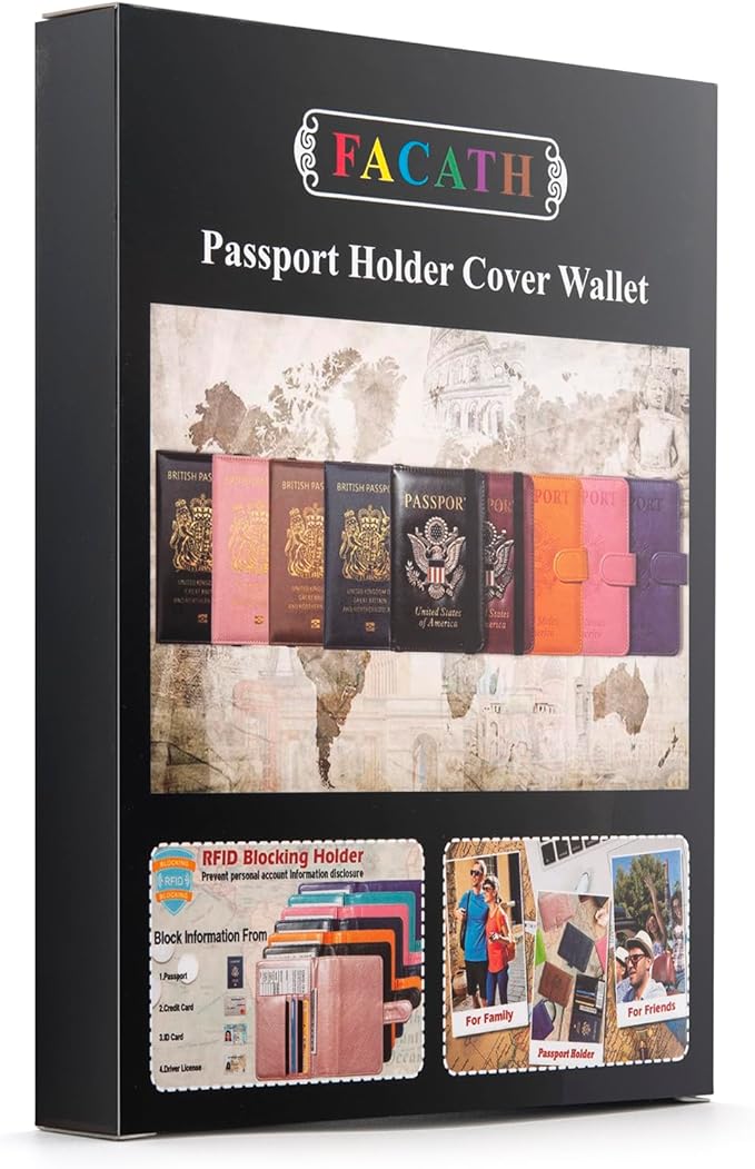 Passport Holder for Travel Passport Cover for Men Passport Wallet Case With 3D Metal Badge Protector Leather Card Case RFID Blocking Women Travel Accessories Document Organizer (Wine Red)