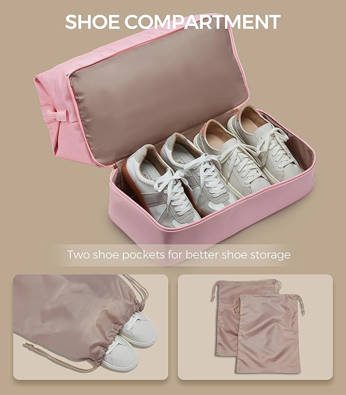 Weekender Bags for Women, Large Travel Duffel Bag with Shoes Compartment, Carry On Overnight Tote Bags with Toiletry Bags, Hospital Bags for Labor and Delivery