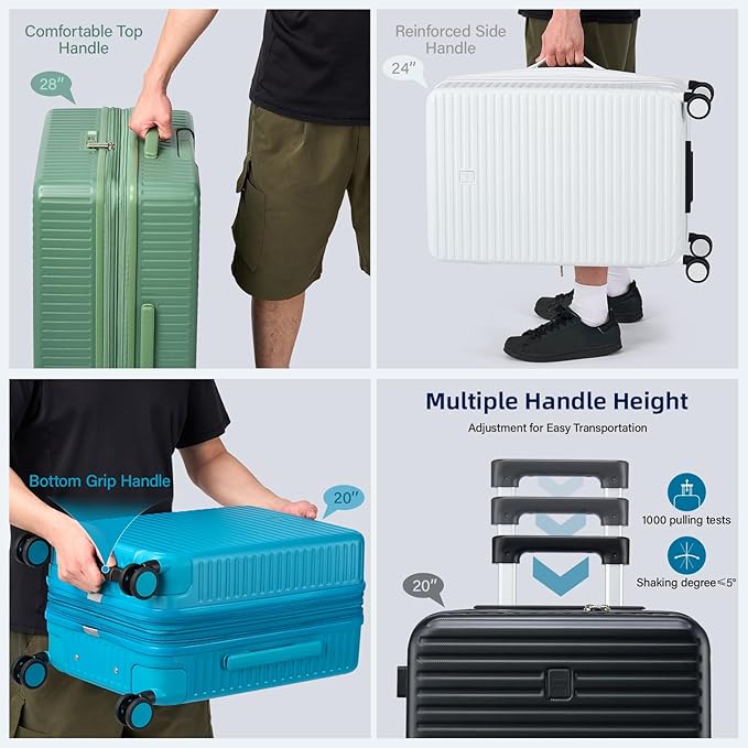 Hard Shell Suitcases 20 Inch Carry on Luggage Airline Approved, Expandable Travel Luggage with Cup Holder Charger Built in Lightweight Small Suitcase with Wheels, Interstellar Blue