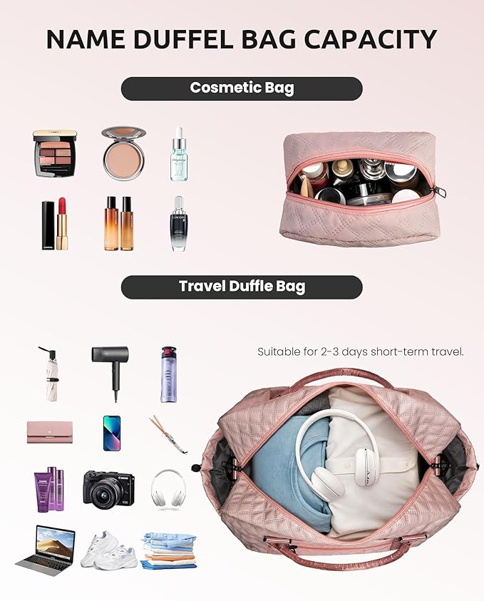 Gifts for Daughter-Girls Initial Duffle Bag with Shoe Compartment, Kids Weekender Bag, Monogram Overnight Bag, Letter Travel Bag with Makeup Bag，Sister Friend Girlfriend Gifts (Letter M)