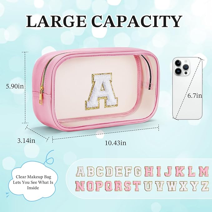 YOOLIFE Travel Toiletry Bag - Pink Clear Makeup Bag Organizer for Cosmetics, Skin Care & Gifts