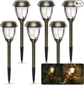 XMCOSY+ Solar Pathway Lights Outdoor, 10/25 LM in 2 Lighting Modes, Glass Stainless Steel Waterproof Outside Solar Powered Garden LED Lights for Yard Lawn Driveway Walkway Landscape Decor(Warm White)