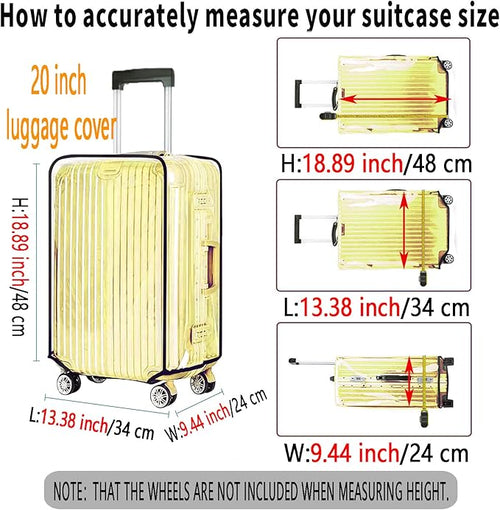 20 Inch Clear PVC Luggage Cover, 0.2mm Thick Lightweight Waterproof, Dustproof, Anti-Scratch Suitcase Cover, Luggage Covers for Suitcase TSA Approved, Fits 19"-20" Wheeled Luggage