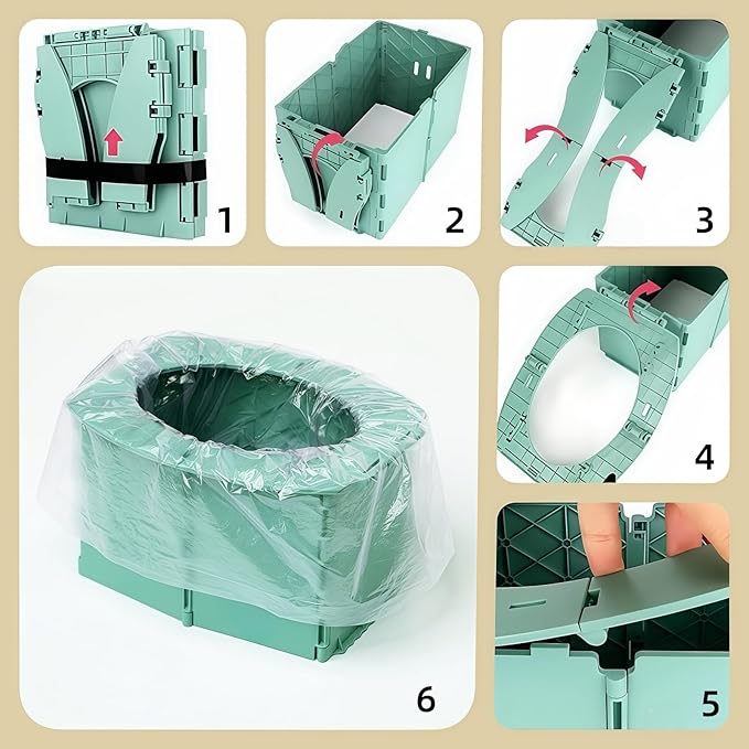 Travel Potty,Portable Potty Seat Foldable Travel Training Toilet Seat,Foldable Toilet for Outdoor Camping (Green)