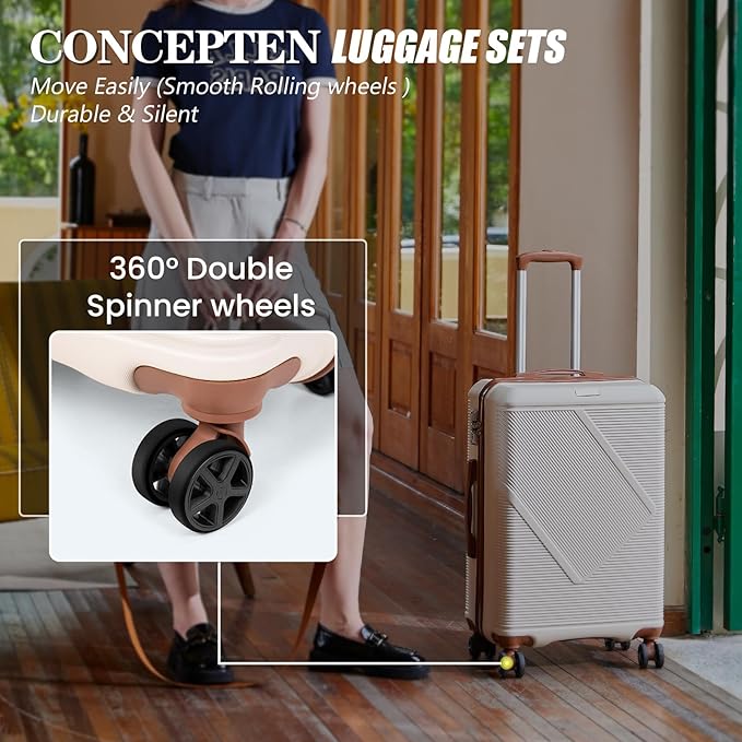 Luggage Sets 5 Piece, Suitcases With Wheels, Lightweight Travel Luggage Set With TSA Lock, ABS Hardshell Carry On Suitcase Set, White