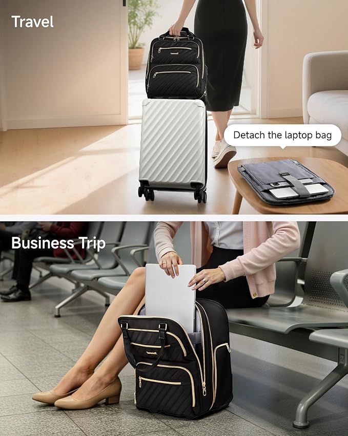 LUGGEX Underseat Carry On Luggage with Wheels, Stylish Lightweight Under Seat Luggage, Soft Sided Personal Item Suitcase for Short Trip (All Black, 16 Inch)