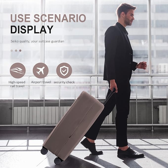 Travel Luggage Cover Suitcase Protector Scratch-Resistant Fit 19-31 Inch, Not Included Suitcase (Khaki, S(19-21 inch))