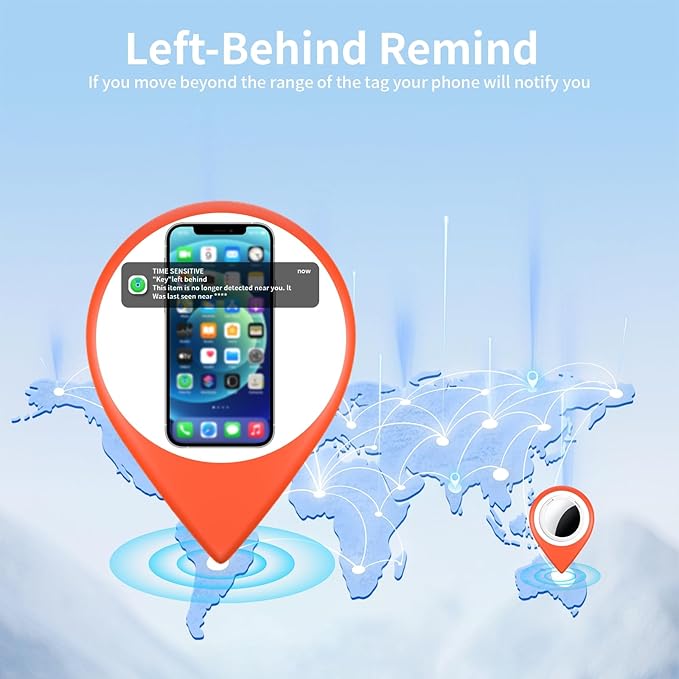 Tracker Tags-4 Pack [Apple MFi Certified] Pair with Apple Find My(iOS Only) Smart Bluetooth Tracking Tags Key Finder Item Locator Waterproof Worldwide Tracker for Pets Wallet Backpack Dogs Luggage