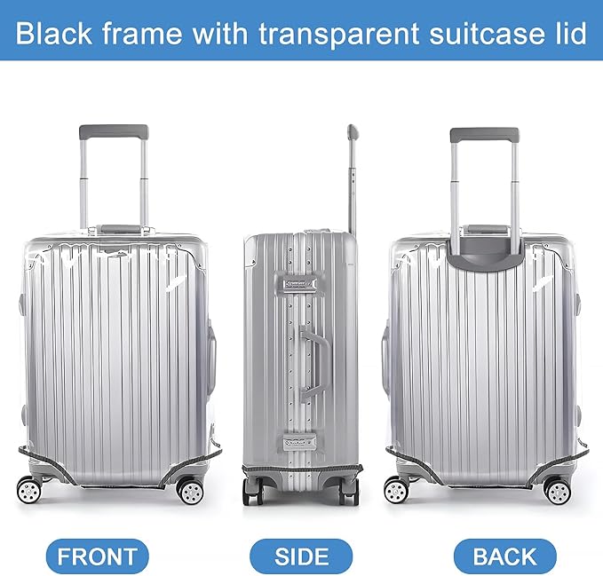Clear Luggage Cover for 20 inch Suitcase Tsa Approved Thicken PVC Plastic Suitcase Protector Cover for Baggage Travel Waterproof.