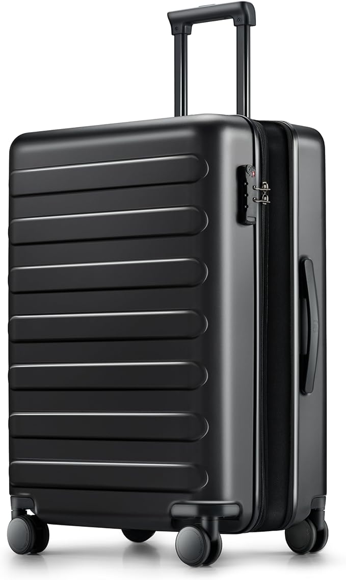 Carry on Luggage 22 X 14 X 9 Airline Approved, 20 Inch Luggage for 3-5 Days Travel, Double Spinner Wheels, 100% Hardshell PC, TSA Lock (00-Black (Expandable), Checked 24-Inch)