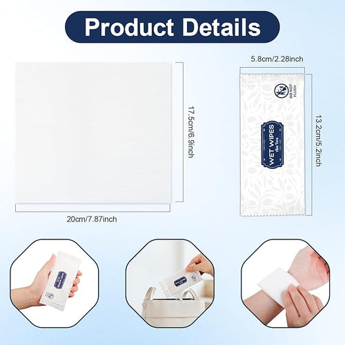 200 Pcs Wet Wipes Individually Wrapped, Aloe Vera Hand Wipe, Disposable Skin Cleansing Wipes, Travel Size Wipes Bulk for Hands, Butt, Daily Use, Restaurant, Barbecue (200 PCS)