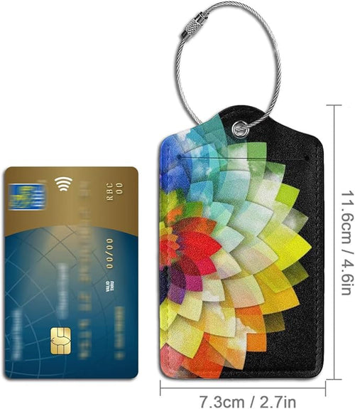 2 Pack Luggage Tag for Suitcase, Cute Unique Leather Suitcase Tags Identifiers with Privacy Name Address Labels & Durable Steel Loop for Women Men Travel