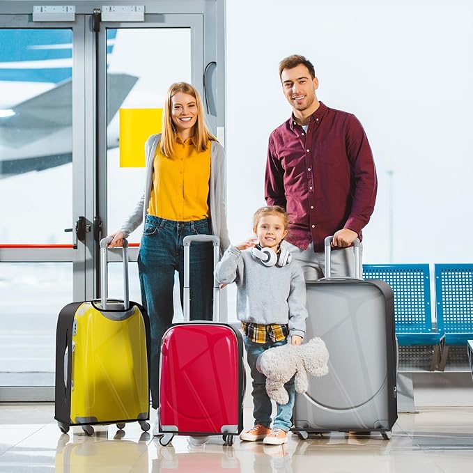 Upgraded Clear TPU Luggage Cover Protector with Black Stretchable Sides, Fit 30 Inch Travel Suitcase TSA Approved, Waterproof & Anti-Scratch, Includes Free Red Luggage Tag
