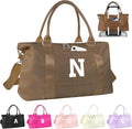 Birthday Graduation Gifts for Daughter,Initial Travel Duffel Bag Sports Gym Bag for Girls Teen Kids Birthday Gifts,Personalized Weekender Bag Carry On Tote Bags Cute Overnight Bag for Women(Brown, N)