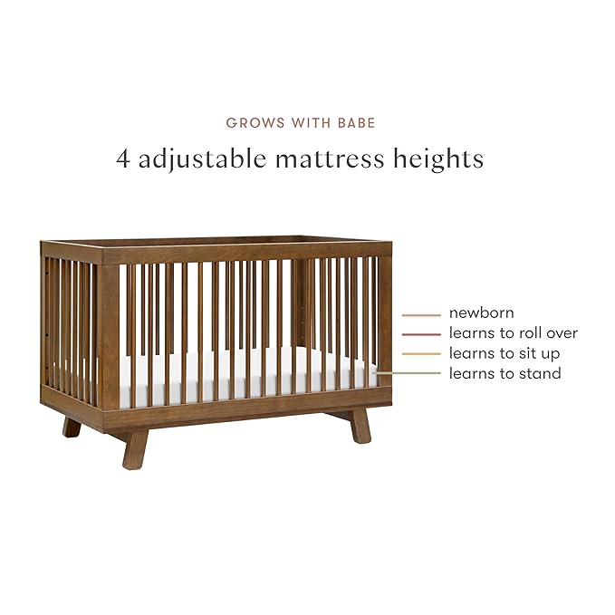 babyletto Hudson 3-in-1 Convertible Baby Crib with Toddler Bed & Daybed Conversion - Strong, Durable & Easy to Assemble - GREENGUARD Gold Certified w/ 4 Adjustable Mattress Heights - Natural Walnut