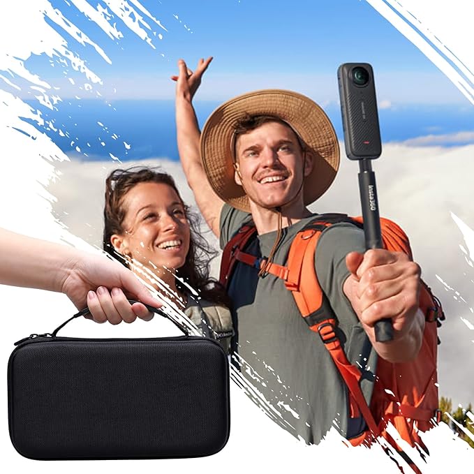 XANAD Hard Case for Insta360 X5/X4/X3/X2 Waterproof 8K 360 Action Camera,114CM Selfie Stick- Storage Carrying Bag