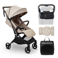 Lightweight Baby Travel Stroller with Carbon Fiber Frame, Compact & Airplane-Friendly, One-Handed Folding Design, 11.6 lbs, Perfect for Toddlers, Organizer & Cushion Included, Simply Taupe