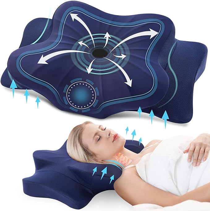 DONAMA Cervical Pillow for Neck and Shoulder,Contour Memory Foam Pillow,Ergonomic Neck Support Pillow for Side Back Stomach Sleepers with Pillowcase-Standard Size