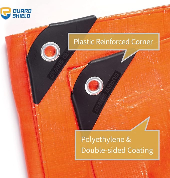 GUARD SHIELD Orange Tarp 10x12 Feet Tarps High Visibility Outdoor Poly Cover Lightweight 6mil