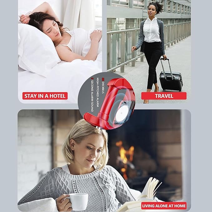 Portable Alarm Door Stopper, Portable Lock for Travel Anti Theft Door Blocker, Easy Install No Drill Safety Door Stopper Security, Hotel Room Apartment and Home Safety for Women, Children