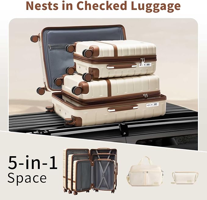 Luggage Sets 3 Piece with TSA Lock Hardside PC+ABS Carry On Suitcase with Spinner Wheels Lightweight Rolling Travel Luggage Sets with YKK Zippers (Black)