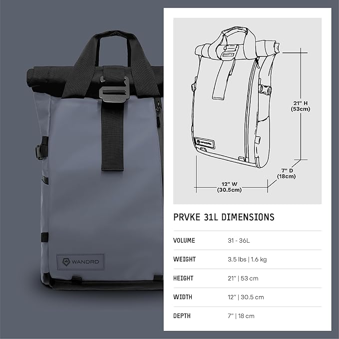 WANDRD PRVKE 31L, V3 Backpack: Weather-Resistant Travel & Camera Backpack with Laptop Sleeve, Quick Side Access, Clamshell Opening – Ideal Photography & Travel Bag