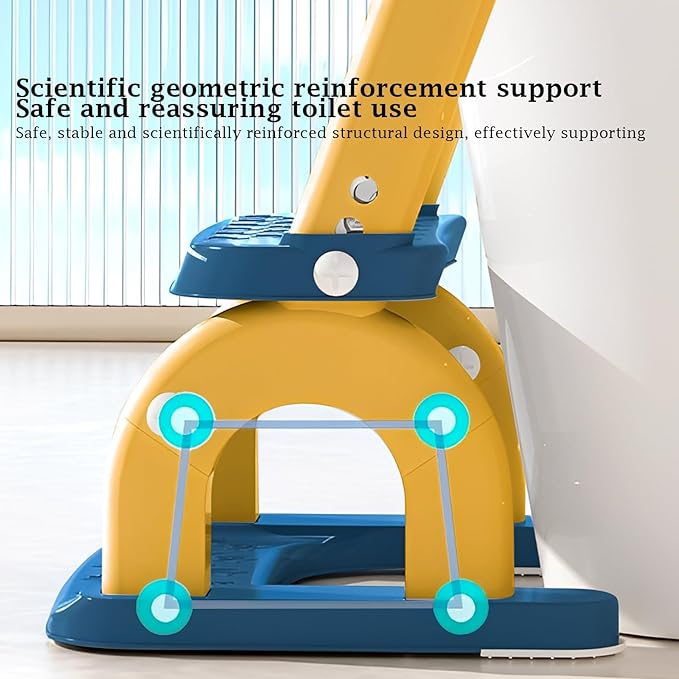 Potty Training Seat Upgraded 2-in-1 Potty Toilet for Kids Boys and Girls, Adjustable Step & Seat Height with Splash Guard Anti-Slip Pad Step Stool(Yellow and Blue)