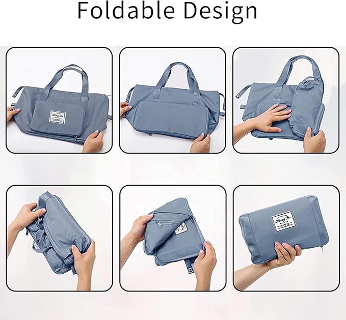 Large Capacity Foldable Travel Bag Expandable Portable Carry on Bag Dry&Wet Separation Sports Duffel Bags