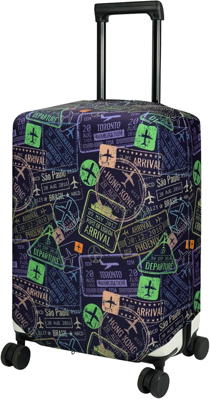 HYPER VENTURE Washable Luggage Cover - Fashion Suitcase Protector Fits 23-26 Inch Luggage (Urban Passport, M)